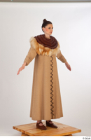  Photos Woman in Historical Dress 31 14th century Brown Winter coat Historical clothing a poses whole body 0008.jpg